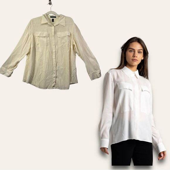Ralph Lauren cream 100% silk button down green label - Picture 1 of 15